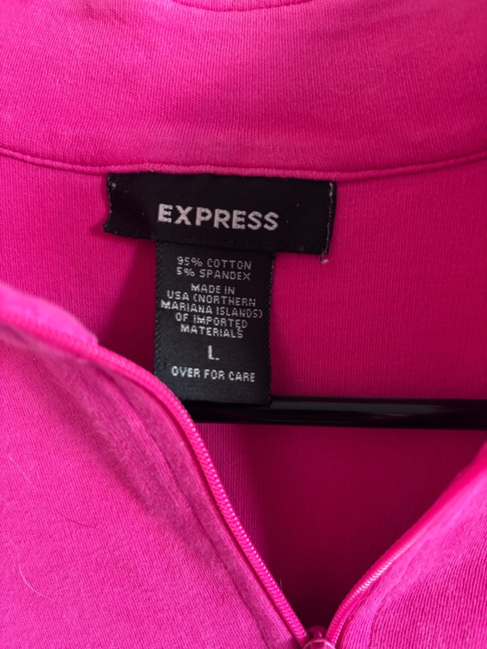 Express Women's Hot Pink and Black Half-Zip Top - Picture 2 of 3
